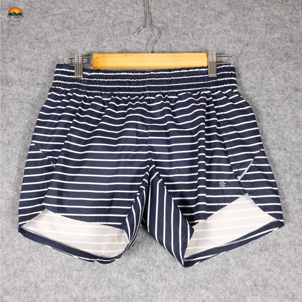 Athleta Athletic Running Shorts Navy Blue White Striped Racer Run Women's Small